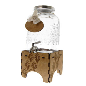 Dispenser di Vetro Con Supporto In Legno