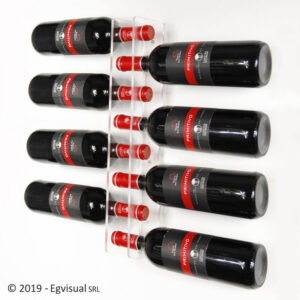 Espositore Portabottiglie da Parete per 8 bottiglie - Profondità 8 cm - EgVisualShop.it