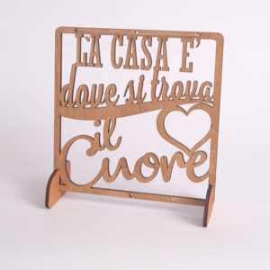 Targhetta "La casa è dove si trova il cuore" con supporti - EgVisualShop.it